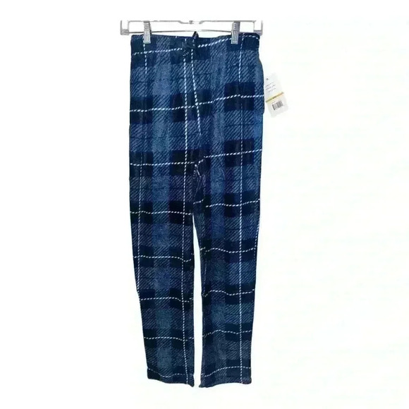 Perry Ellis Blue Plaid Fleece Pajama Pants, Mens Small - Picture 2 of 6